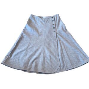 The Territory Ahead herringbone brown button detail A-line skirt 12